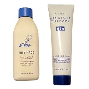 Avon Skincare Bundle: Milk Made Hand & Body Lotion & Moisture Therapy Hand Cream